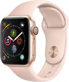 Geek Squad Certified Refurbished Apple Watch Series 4 (GPS) 40mm Gold Aluminum Case with Pink Sand Sport Band - Gold Aluminum - (2018)