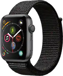 Geek Squad Certified Refurbished Apple Watch Series 4 (GPS) 44mm Space Gray Aluminum Case with Black Sport Loop - Space Gray Aluminum - (2018) - Left_Zoom