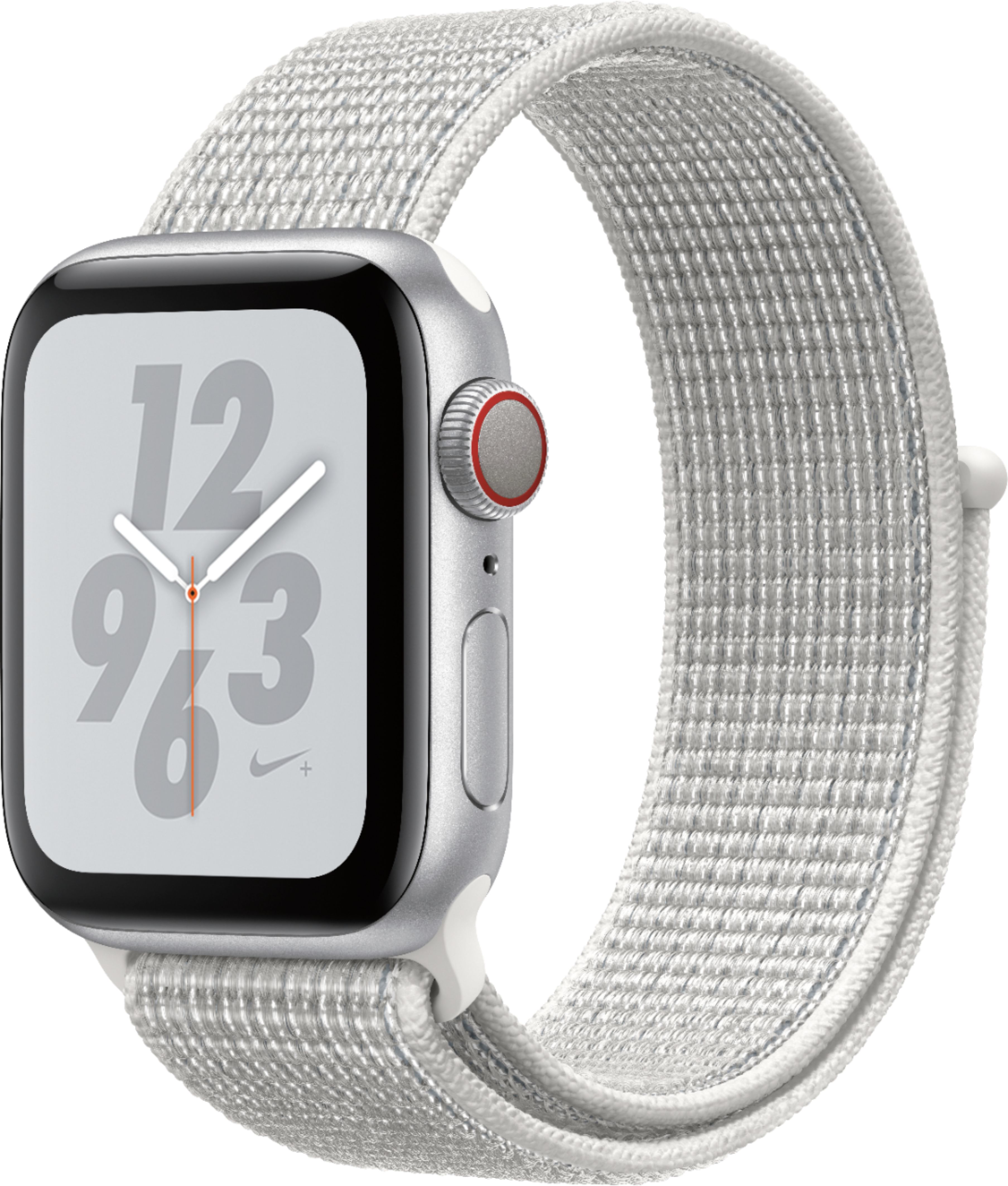 Geek Squad Certified Refurbished Apple Watch Nike+ Series 4 (GPS + Cellular) 40mm Aluminum Case with Nike Sport Loop - Silver Aluminum