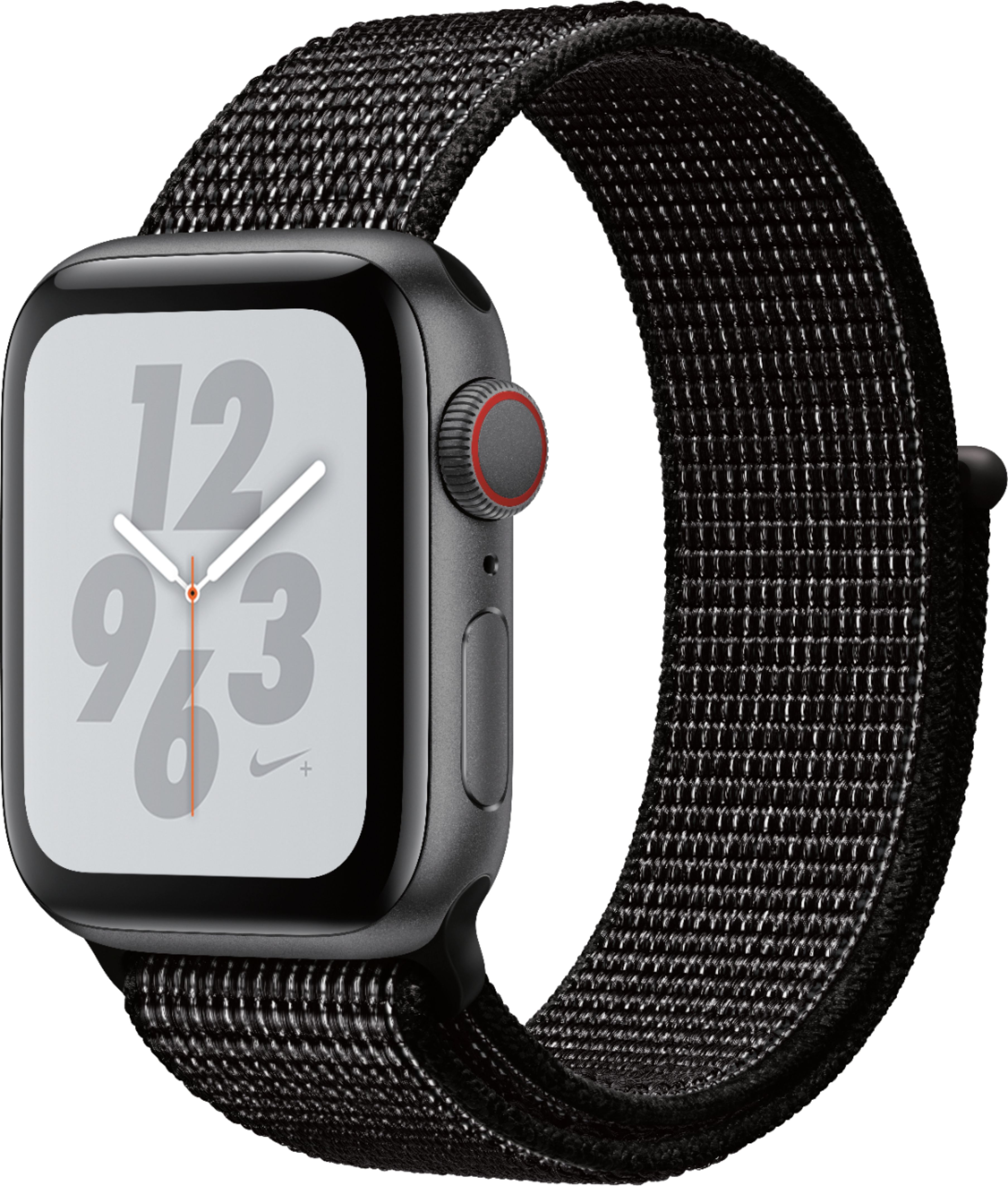 Geek Squad Certified Refurbished Apple Watch Nike+ Series 4 (GPS + Cellular) 40mm Aluminum Case with Nike Sport Loop - Space Gray Aluminum