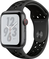 Geek Squad Certified Refurbished Apple Watch Nike+ Series 4 (GPS + Cellular) 44mm Aluminum Case with Nike Sport Band - Space Gray Aluminum - Left_Zoom
