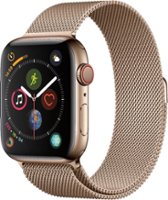 Geek Squad Certified Refurbished Apple Watch Series 4 (GPS + Cellular) 44mm Stainless Steel Case with Gold Milanese Loop - Gold Stainless Steel - Left_Zoom