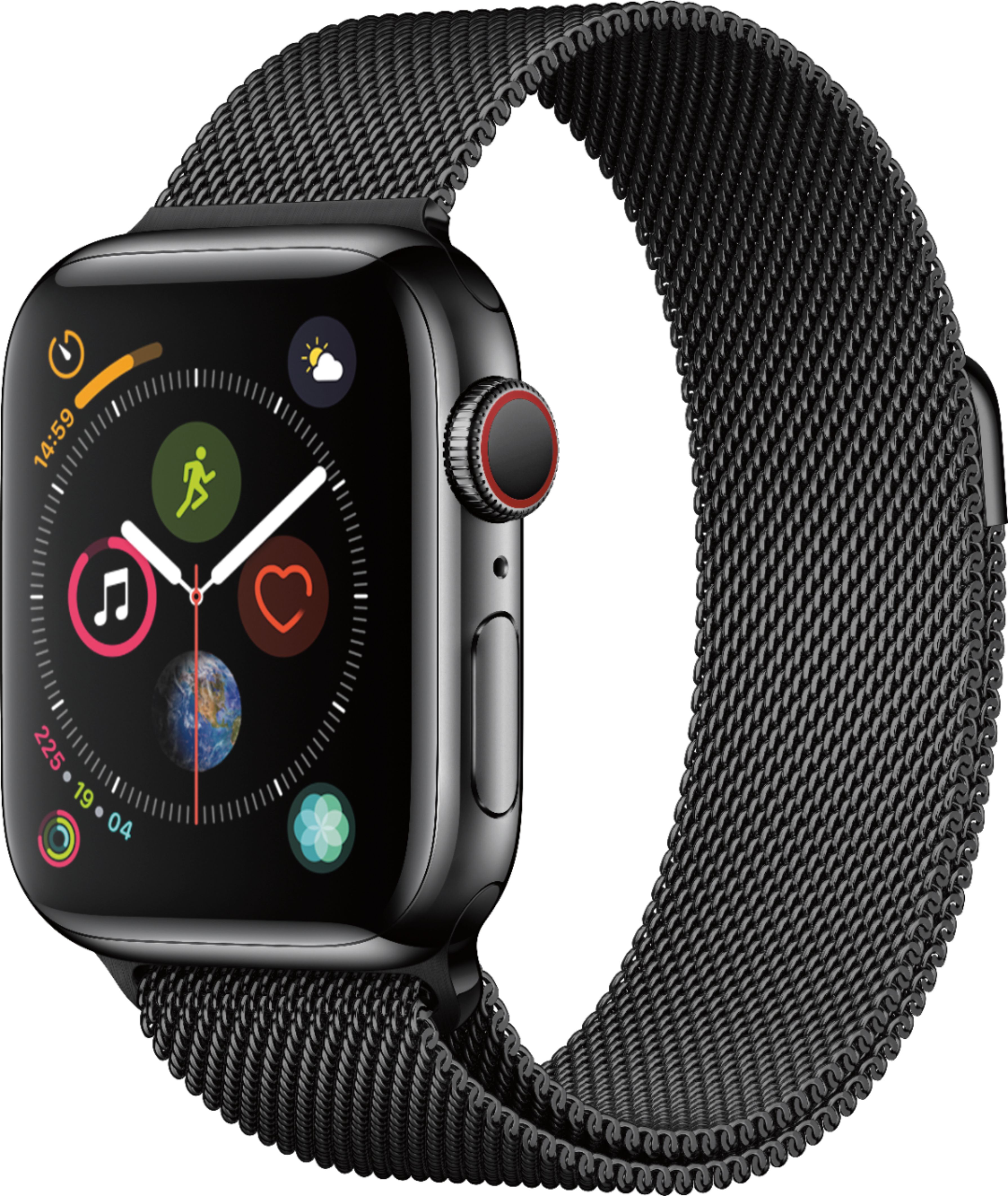 Geek Squad Certified Refurbished Apple Watch Series 4 (GPS + Cellular) 40mm Stainless Steel Case with Milanese Loop - Space Black Stainless Steel