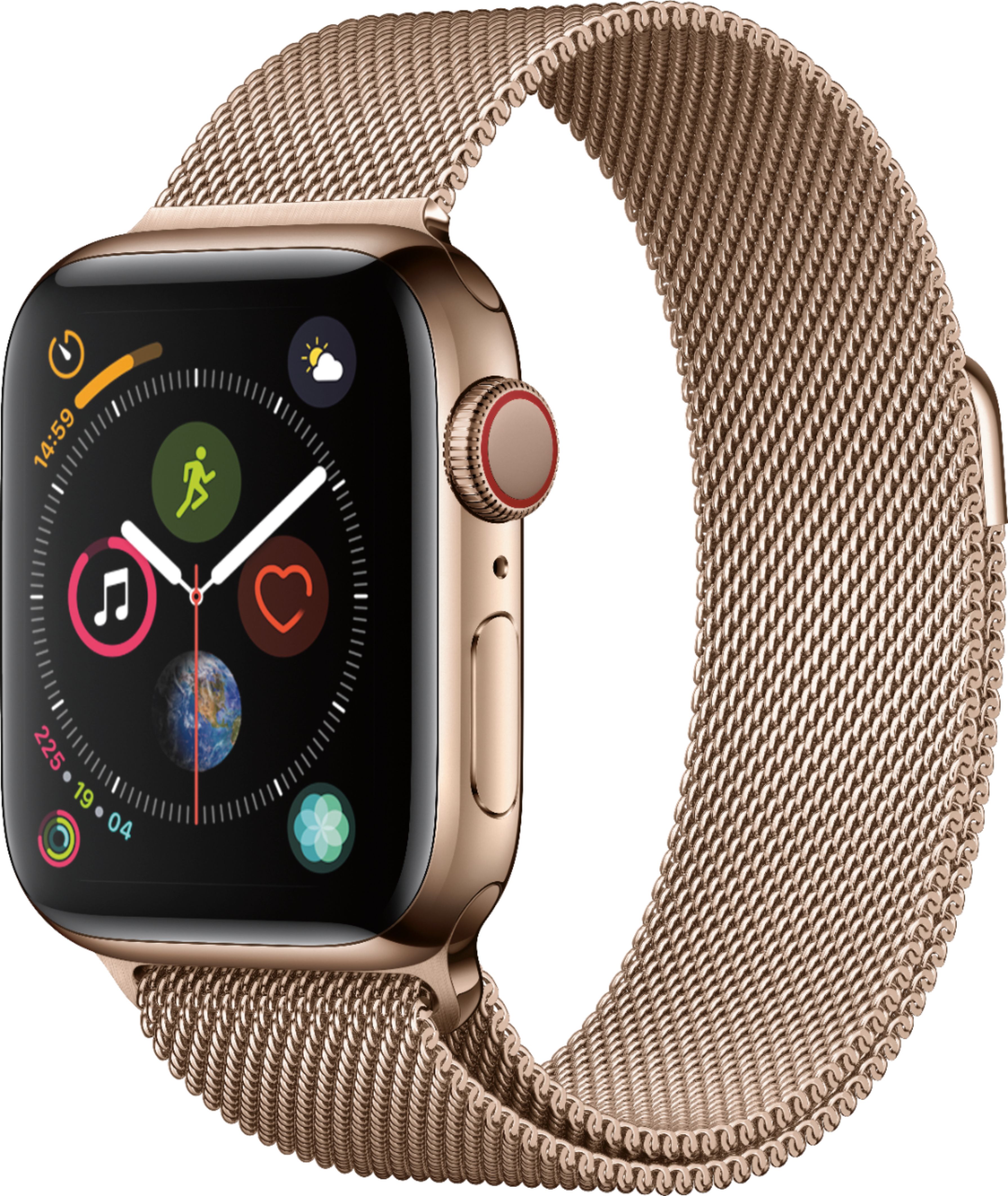 Geek Squad Certified Refurbished Apple Watch Series 4 (GPS + Cellular) 40mm Stainless Steel Case with Milanese Loop - Gold Stainless Steel