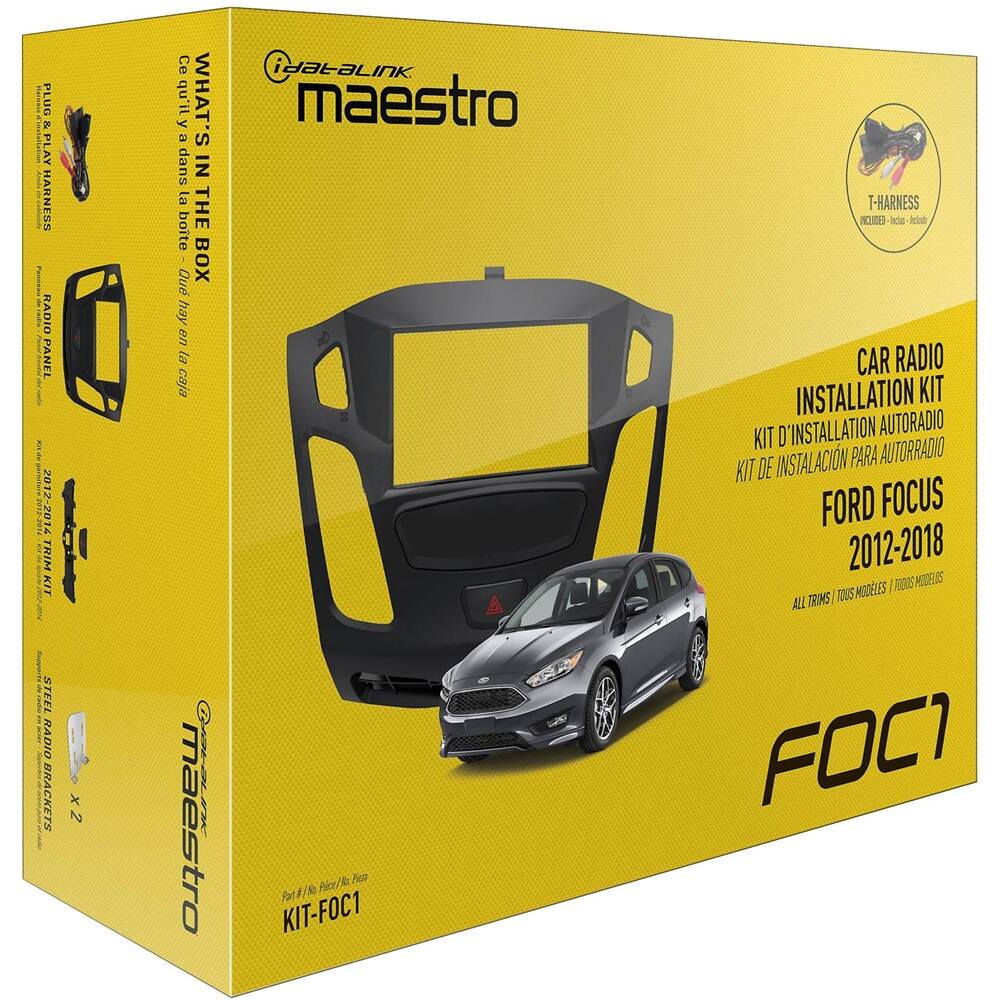 Left. Maestro - Dash Kit for Select 2012-2018 Ford Focus DIN DDIN - Black.