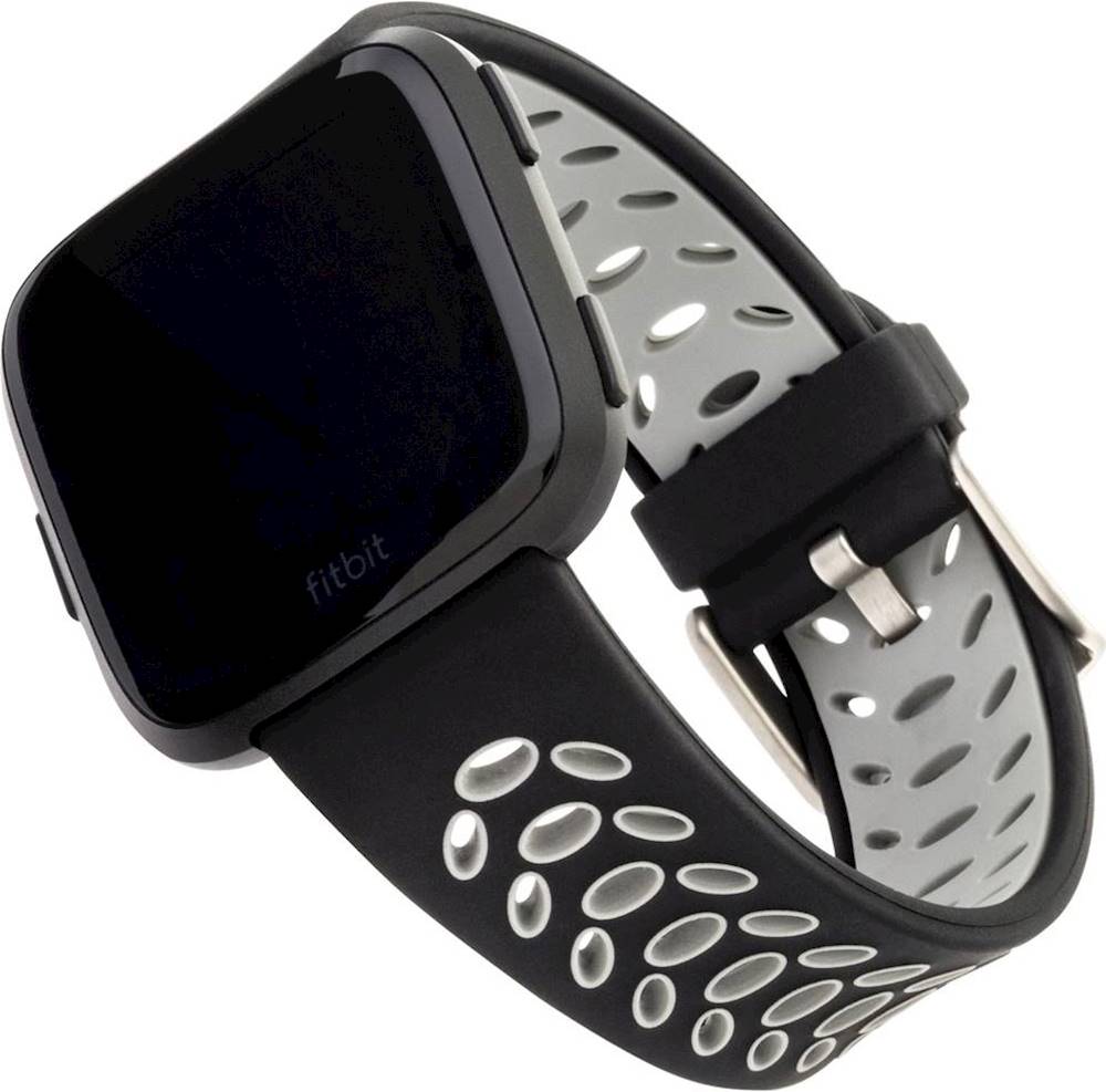WITHit - Sport Band Watch Strap for Fitbit™ Versa, Versa Lite and Versa 2 - Black/Gray