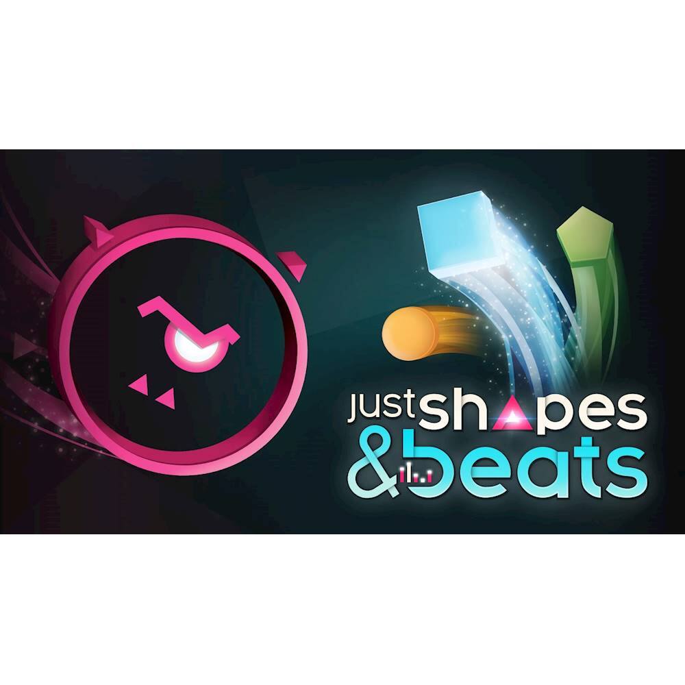 The largest text in the image reads "Just Shapes & Beats." - E10+ (Everyone 10+)