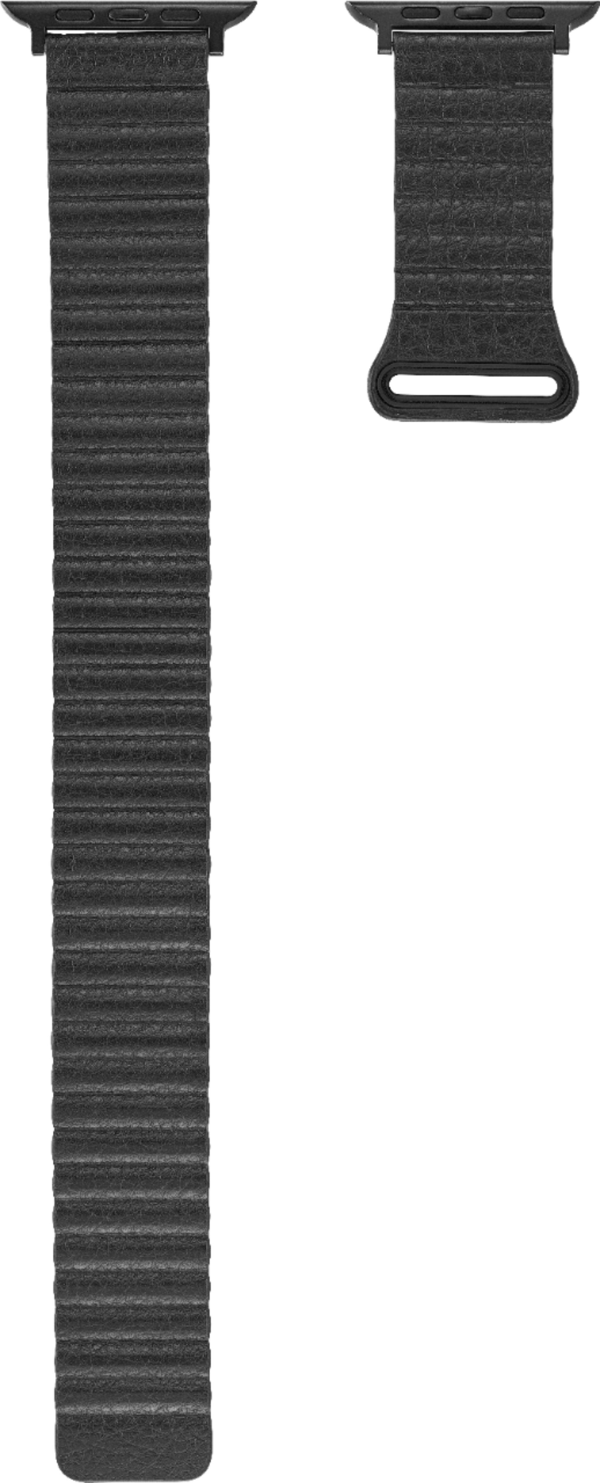 Best Buy Platinum™ Leather Band for Apple Watch® 42mm and 44mm Black PTAWB42BLMG