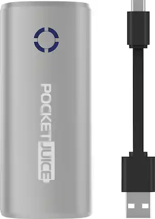 Front. Tzumi - PocketJuice Solo 4000 mAh Portable Charger for Most USB-Enabled Devices - Silver.