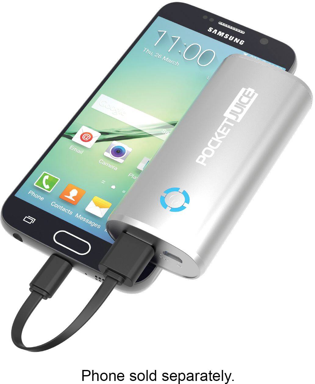 Alt View 11. Tzumi - PocketJuice Solo 4000 mAh Portable Charger for Most USB-Enabled Devices - Silver.