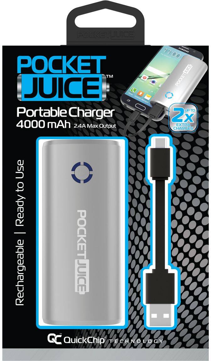 Alt View 13. Tzumi - PocketJuice Solo 4000 mAh Portable Charger for Most USB-Enabled Devices - Silver.