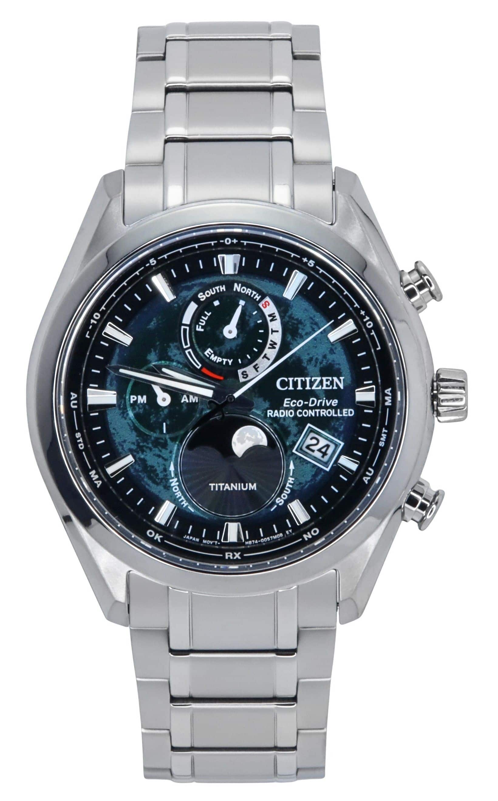 Citizen Radio Controlled Moon Phase Super Titanium Dial Eco Drive