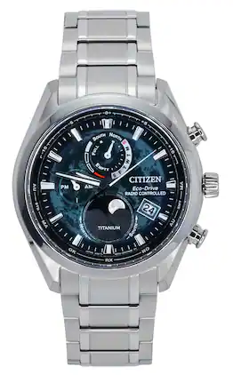 Citizen - Radio Controlled Moon Phase Super Titanium Dial Eco-Drive BY1010-81X 100M Men's Watch - Green
