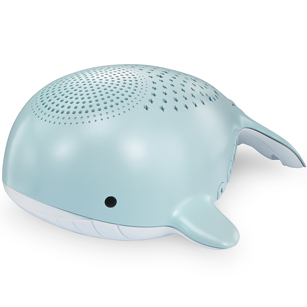 Left View: VTech BC8312 Wyatt the Whale Storytelling Baby Soother with Glow-on Ceiling Night Light, blue