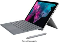 Left. Microsoft - Surface Pro - 12.3" Touch Screen - Intel Core M3 - 4GB Memory - 128GB SSD - With Keyboard - Platinum.