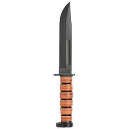 KA-BAR - 7" Straight Edge Fixed Blade Dog's Head Utility Knife w/ Sheath - Brown