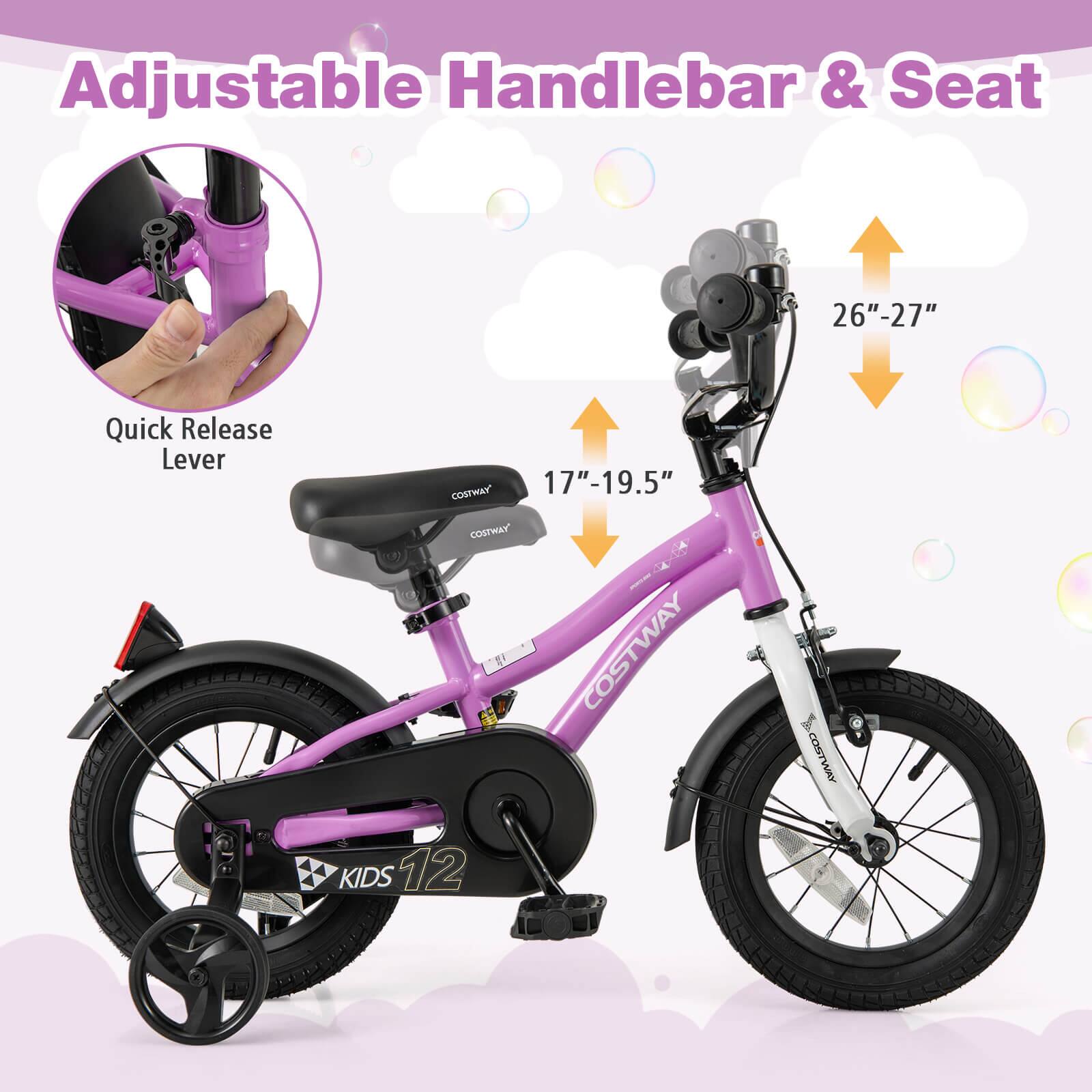 Adjustable Handlebar & Seat

Quick Release Lever

17"-19.5"

26"-27"

COSTWAY

KIDS 12