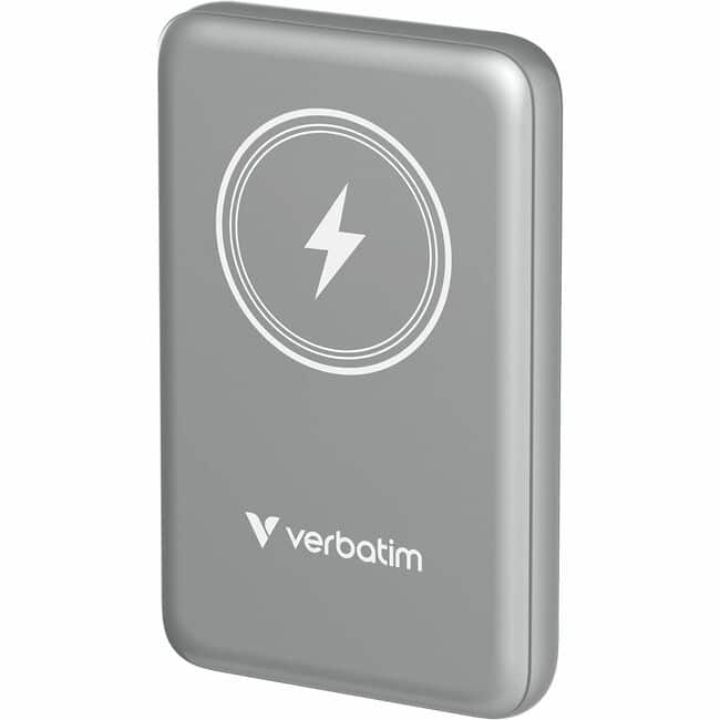 Verbatim - Charge 'n' Go Magnetic Wireless Power Bank 10000 mAh - Grey - For Smartphone, Mobile Device, Qi-enabled Device