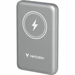 Verbatim - Charge 'n' Go Magnetic Wireless Power Bank 10000 mAh - Grey - For Smartphone, Mobile Device, Qi-enabled Device