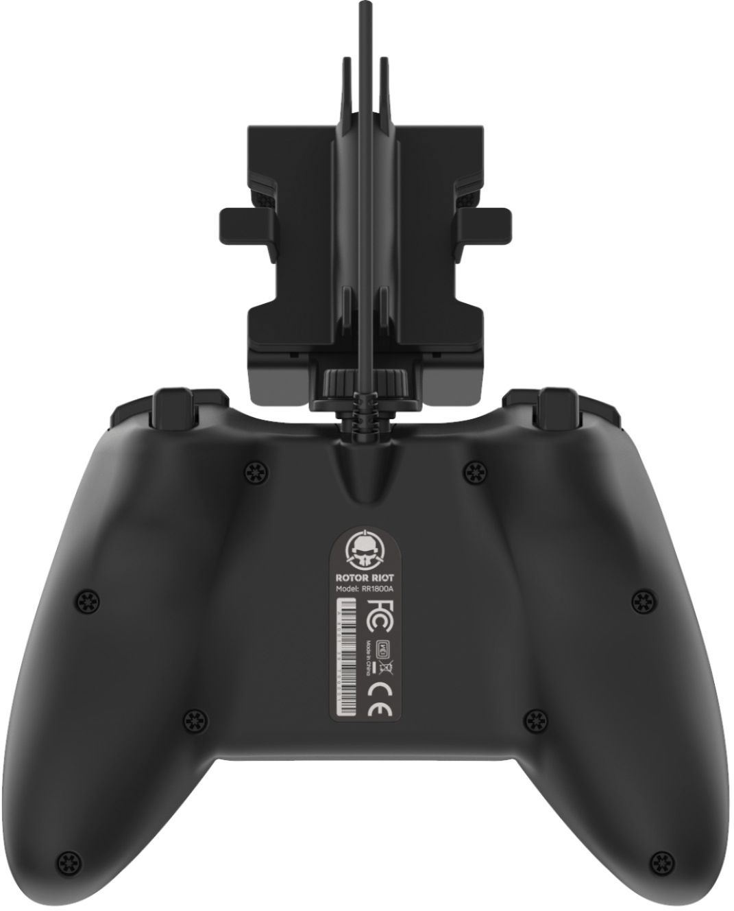 Back View: Rotor Riot RR1800A, Drone Controller, Video Game accessory for Android Devices, with L3 + R3 Compatibility, Black