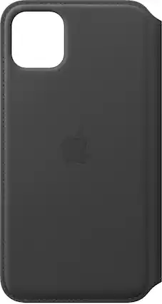 Front. Apple - iPhone 11 Pro Max Leather Folio - Black.