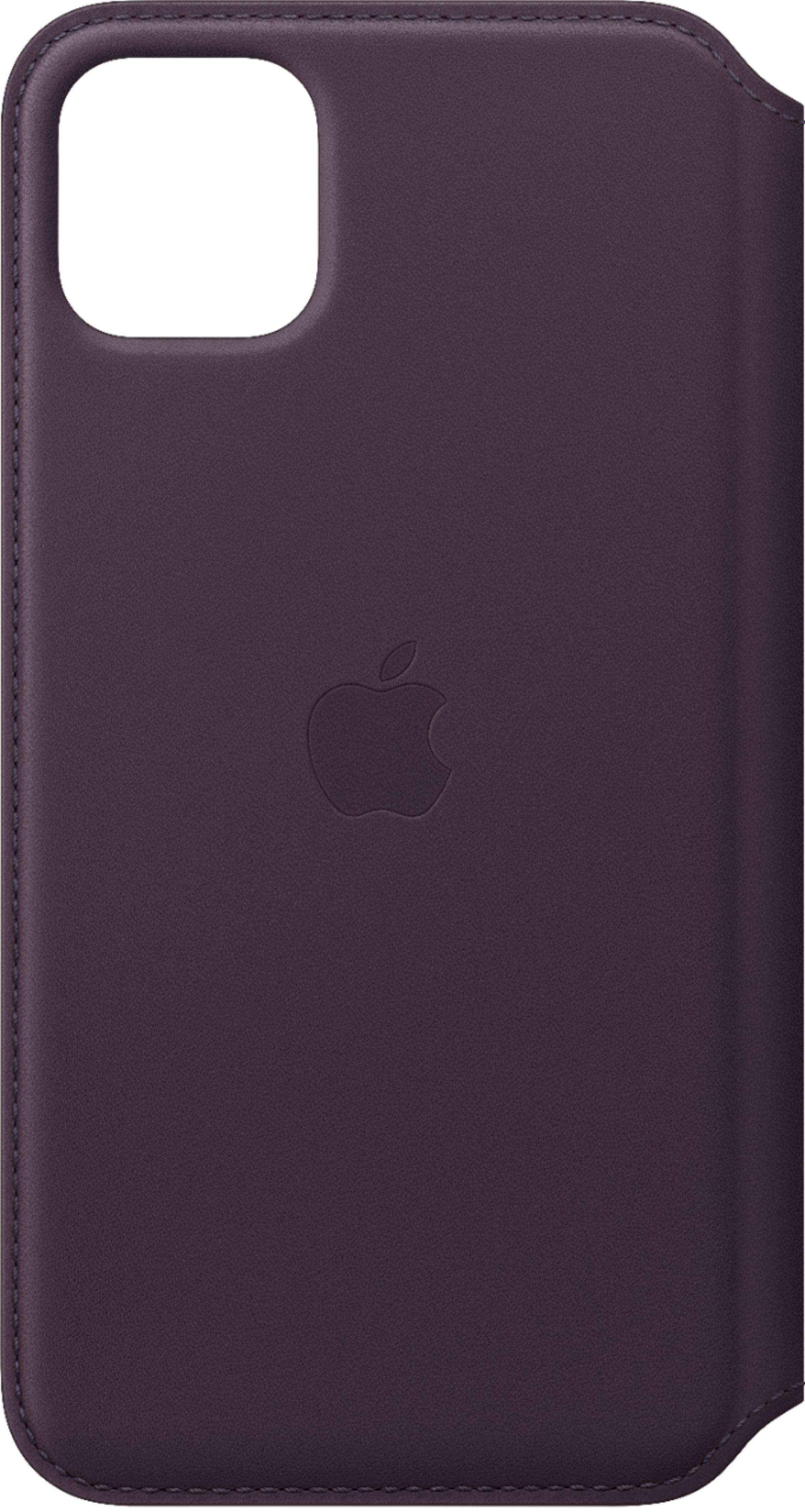 Front. Apple - iPhone 11 Pro Max Leather Folio - Aubergine.
