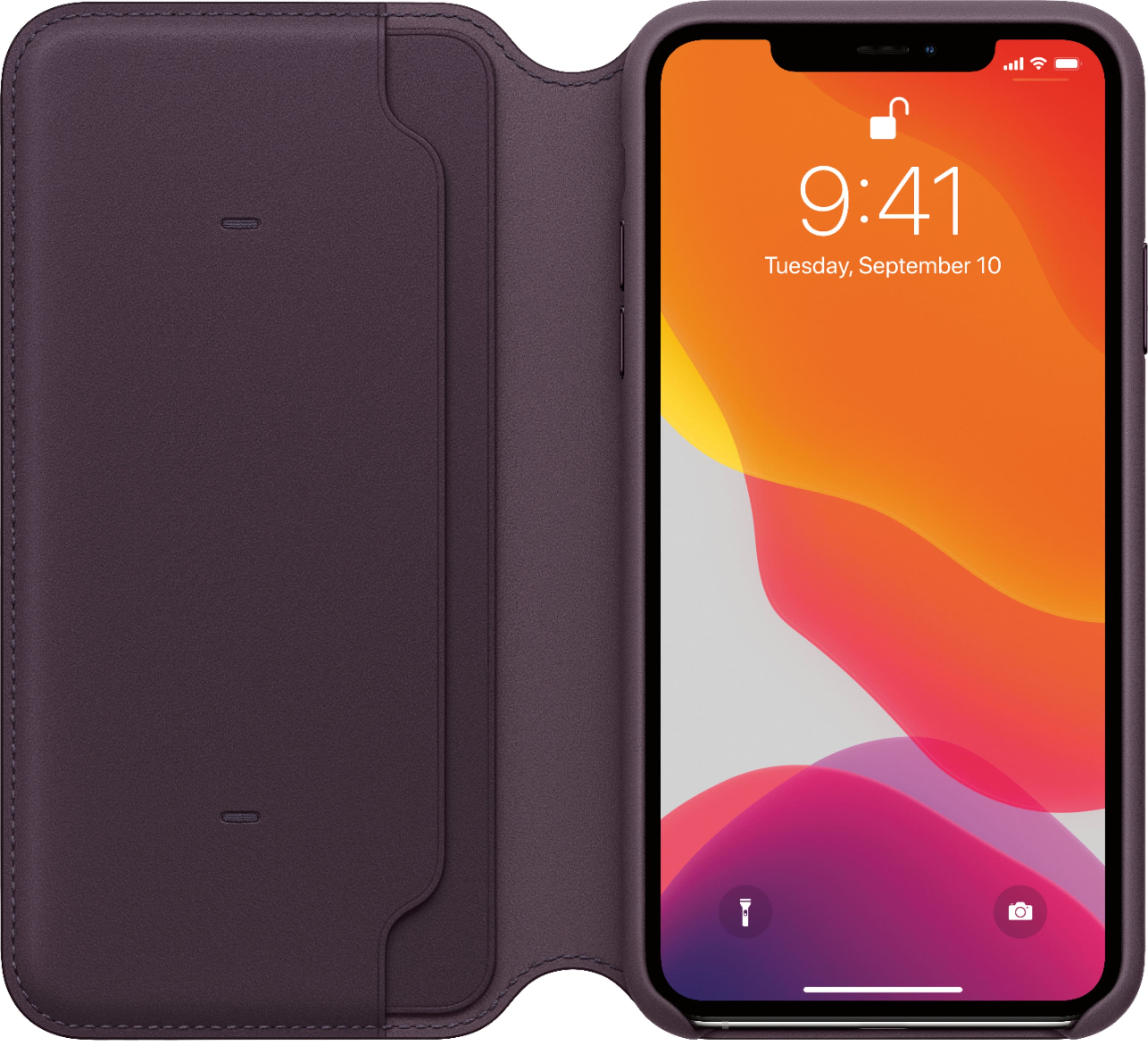 Best Buy: Apple iPhone 11 Pro Max Leather Folio Aubergine MX092ZM/A