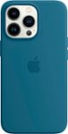 Front. Apple - iPhone 13 Pro Silicone Case with MagSafe - Blue Jay.