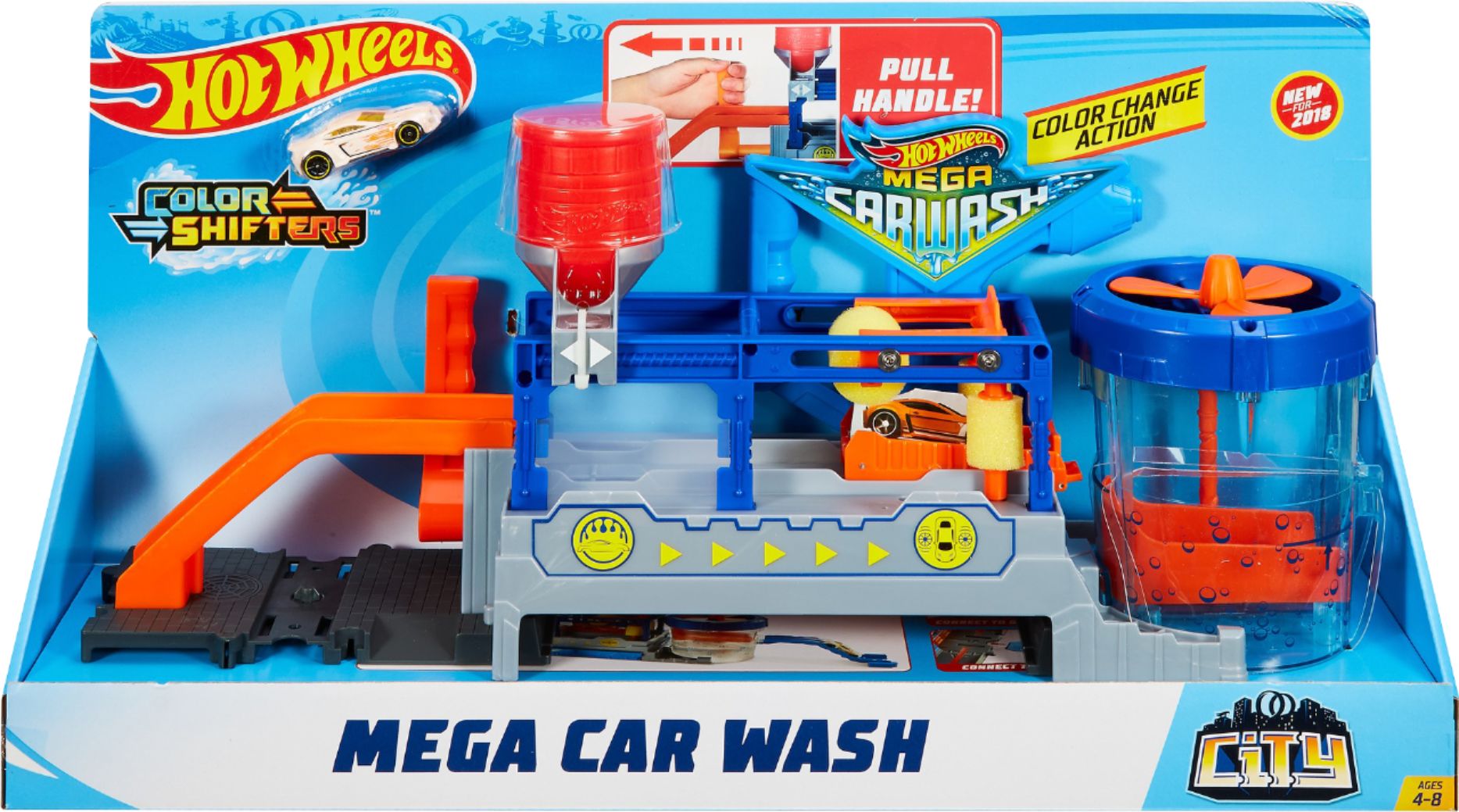 Hot Wheels FTB66 City Mega Car Wash Connectable Play Set with Diecast and Mini Toy Car Mattel