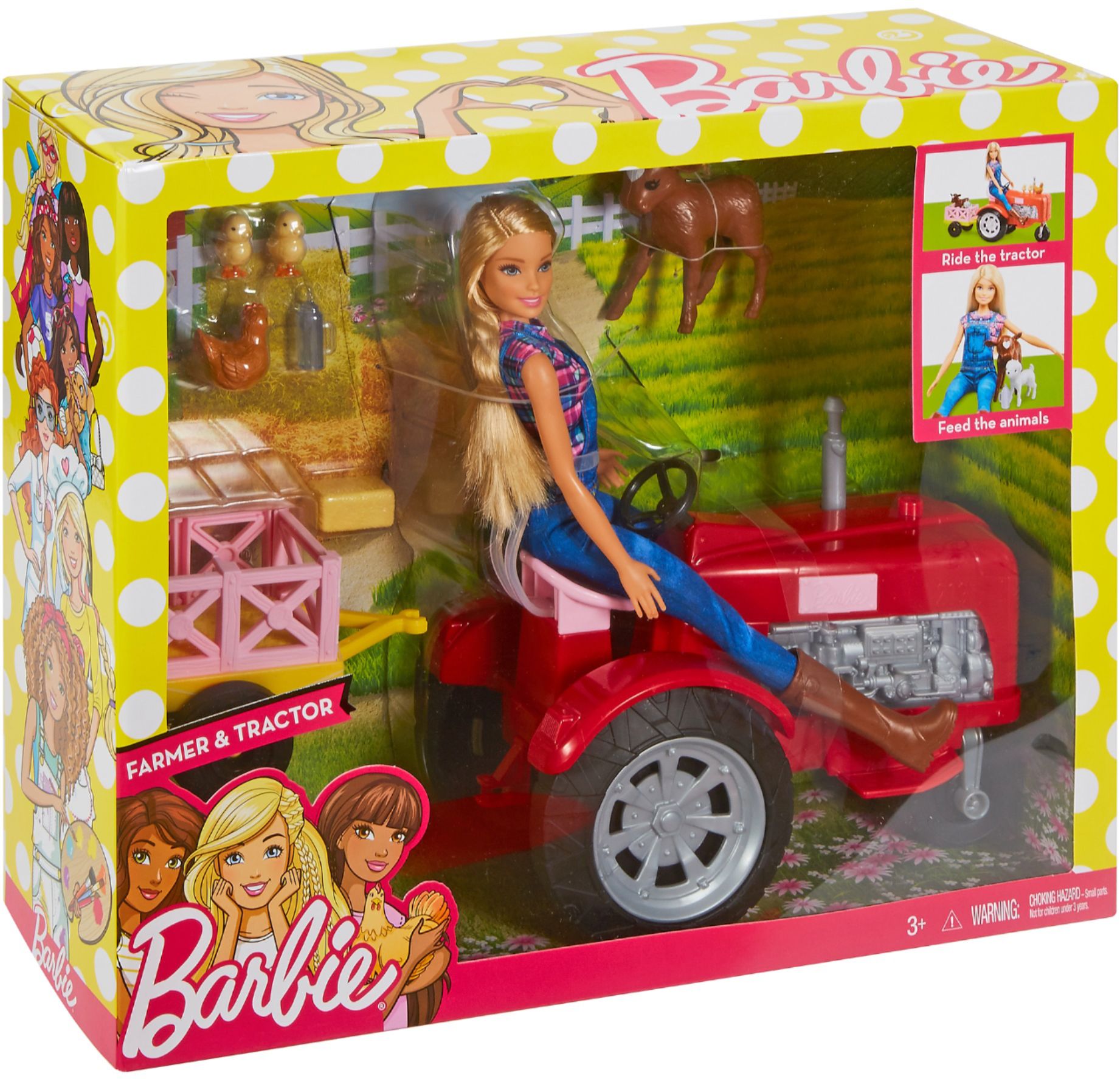 Best Buy: Barbie Doll And Tractor Red/Pink/Denim FRM18