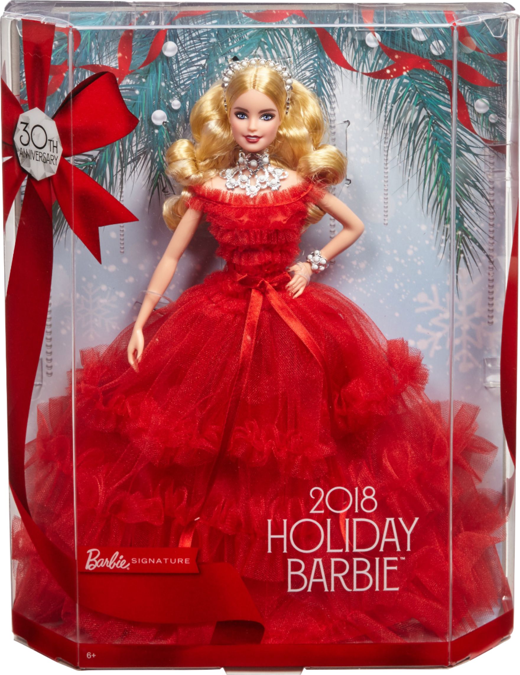 Hymne Verkeerd Kostuum Best Buy: Barbie 2018 Holiday Doll Red FRN69