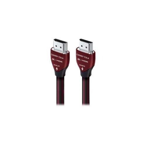 Angle. AudioQuest - Cherry Cola 100' Active Optical 18Gbps HDMI Cable - Black/Red.
