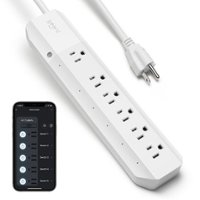 Geeni - 6 Outlet 460 Joules Surge Protector Strip - White - Front_Zoom