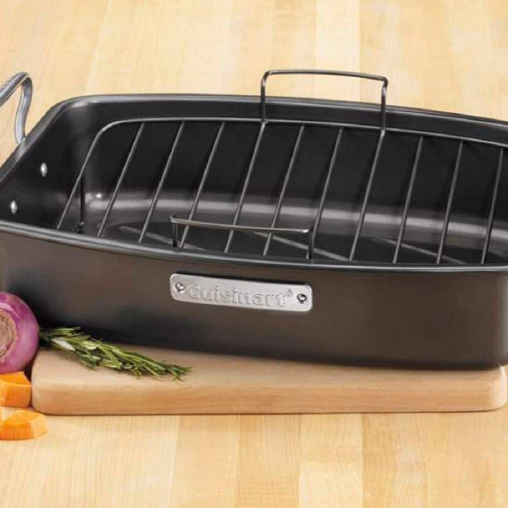 Alt View 12. Cuisinart - Steel Nonstick 17” x 13" Roaster Set with Carving Tools - Chrome.