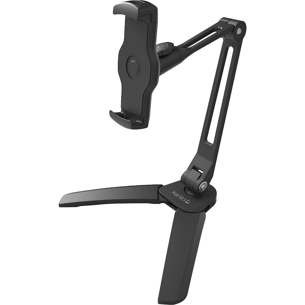 Left View: Kanto - Extended Foldable Stand for Phones & Tablets up to 7.5" Wide - Black