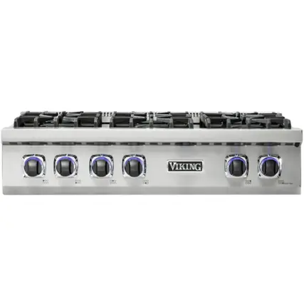 Front. Viking - Built-in 7 Series Gas 36"W Sealed Burner Rangetop - Stainless steel.