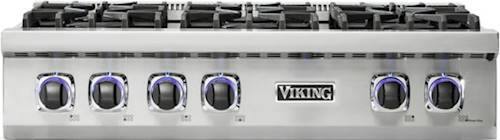Front. Viking - Built-in 7 Series Gas 36"W Sealed Burner Rangetop - Stainless steel.