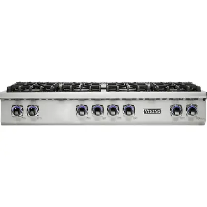 Front. Viking - Built-in 7 Series Gas 48"W Sealed Burner Rangetop - Stainless steel.