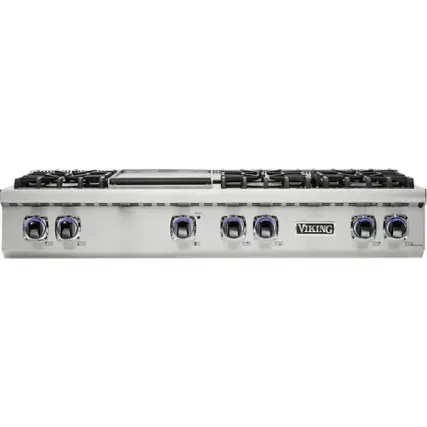 Front. Viking - Built-in 7 Series Gas 48"W Sealed Burner Rangetop-LP - Stainless Steel.