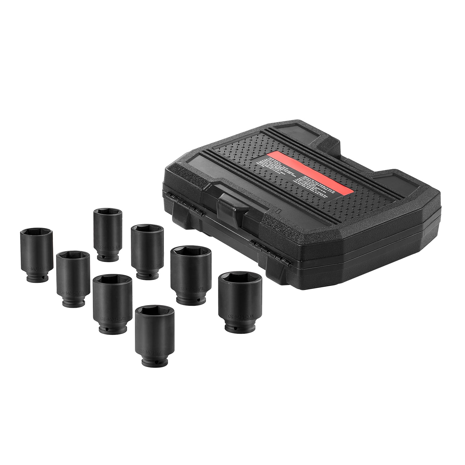 LOVMOR - Axle Nut Impact Socket Set 1 2 Drive Deep 6 Point 8PCS SAE Nut Socket