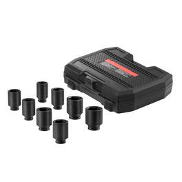 LOVMOR - Axle Nut Impact Socket Set 1 2 Drive Deep 6 Point 8PCS SAE Nut Socket