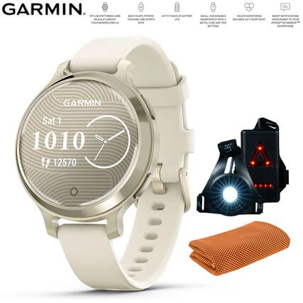 GARMIN
- STYLISH PATTERNED LENS
- TOUCHSCREEN DISPLAY
- BUILT-IN GPS, FITNESS TRACKING AND SPORTS APPS
- UP TO 9 DAYS OF BATTERY LIFE
- SMALL, FASHIONABLE METAL CASE AND TWO BUTTONS
- HEALTH MONITORING INCLUDES 24/7 HEART RATE
- SMART NOTIFICATIONS WHEN PAIRED WITH YOUR PHONE* OR ANDROID™ SMARTPHONE
GARMIN
Sat 1
1010
12570