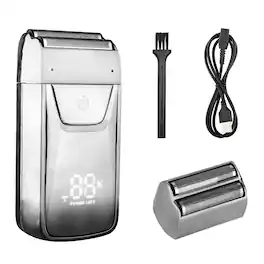 Cluzine - Cordless Electric Foil Shavers for Men, Waterproof 2-in-1 Balding Hair Trimmer & Electric Shaver - Silver