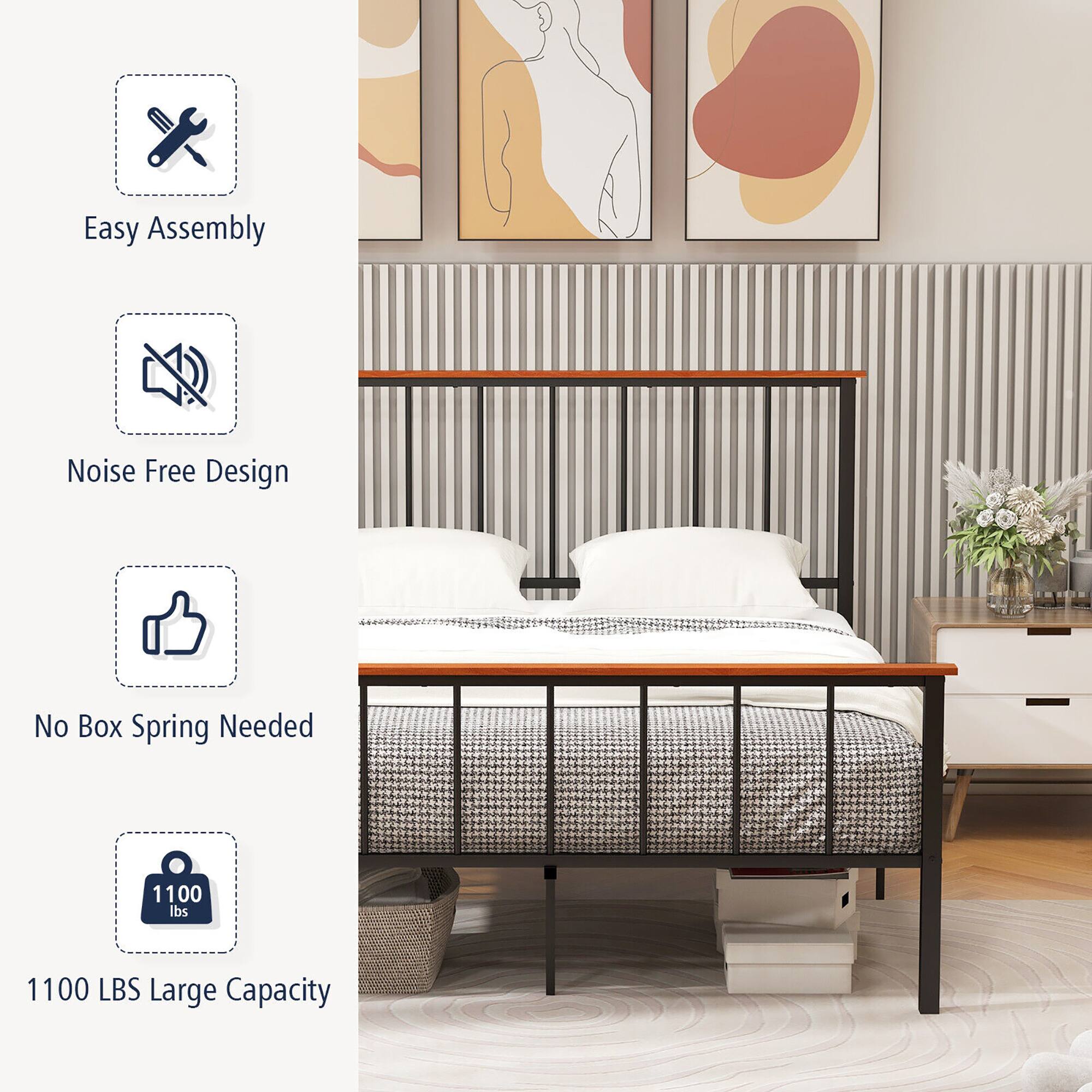 - Easy Assembly
- Noise Free Design
- No Box Spring Needed
- 1100 LBS Large Capacity