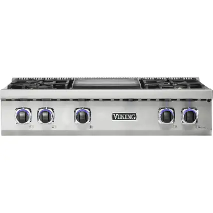 Front. Viking - Built-in 7 Series Gas 36"W Sealed Burner Rangetop-LP - Stainless Steel.