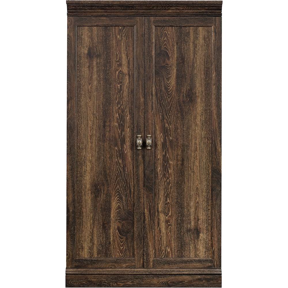 Sauder Barrister Lane Storage Cabinet Iron Oak 422791 Best Buy