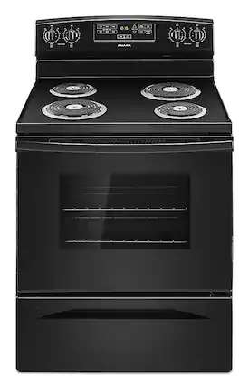 Front. Amana - 4.8 Cu. Ft. Freestanding Electric Range - Black.