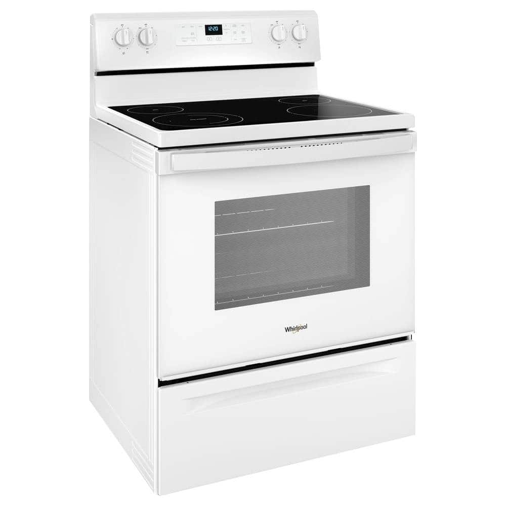 Angle View: Whirlpool - 5.3 Cu. Ft. Self-Cleaning Freestanding Electric Range - White