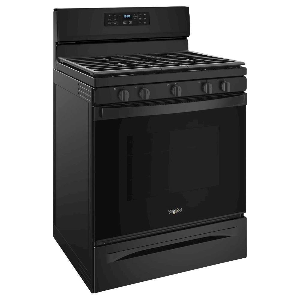 Angle View: Whirlpool - 5.0 Cu. Ft. Self-Cleaning Freestanding Gas Convection Range - Black