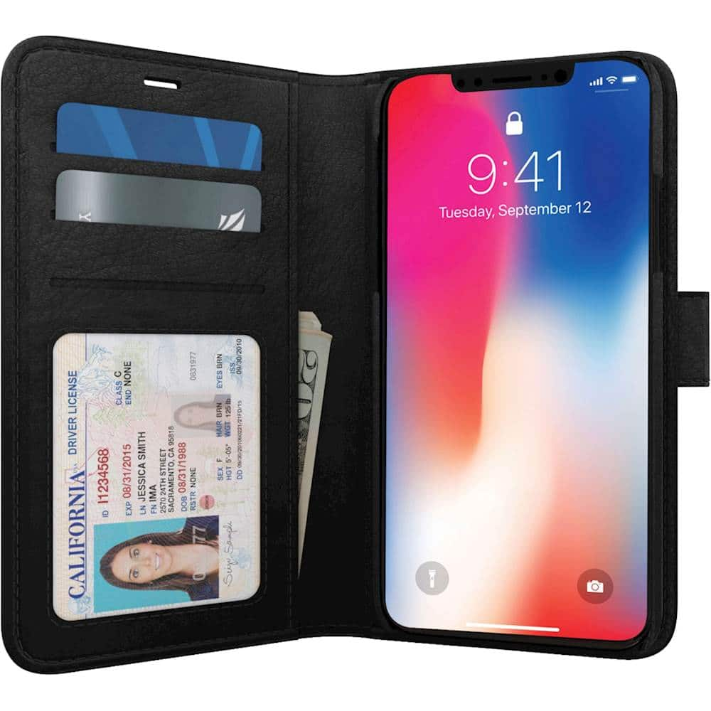 polo book case for apple iphone xs max - black